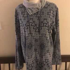 Red camel size large Cowl neck sweater Aztec print